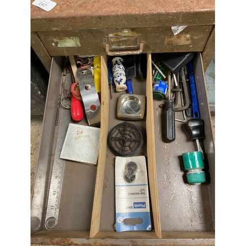 240 - Box of tools, small drawer cabinet & tools