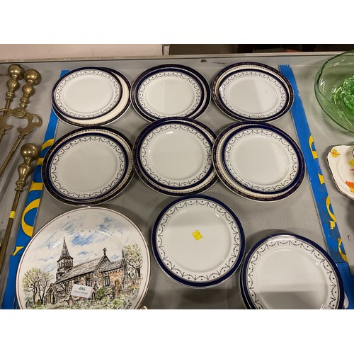 486 - Box of assorted china plates, etc