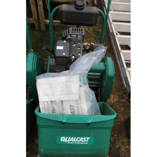 60 - Qualcast classic petrol 35s mowers with scarifier cartridge (1 good, 1 ned repair)