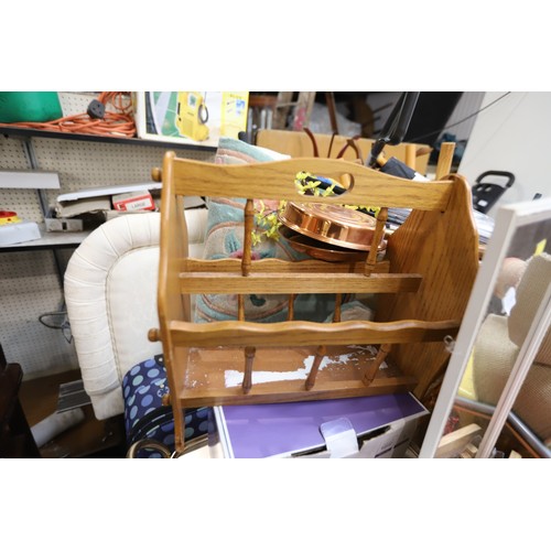 79 - Ironing board, tea trolley, headboard, etc