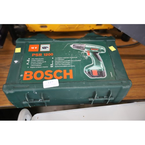 117 - Bosch cordless drill/driver - warranted until 12 noon Tuesday following the above sale