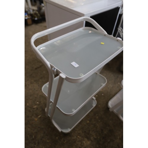 146 - White beauty trolley with glass shelves