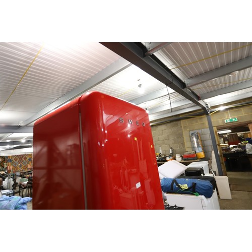 198 - Red SMEG fridge freezer - warranted until 12 noon Tuesday following the above sale