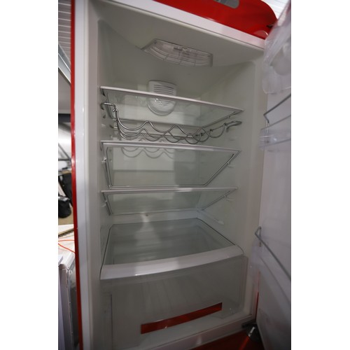 198 - Red SMEG fridge freezer - warranted until 12 noon Tuesday following the above sale