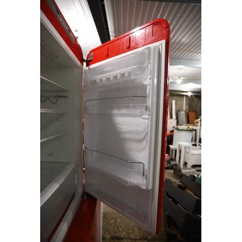 198 - Red SMEG fridge freezer - warranted until 12 noon Tuesday following the above sale