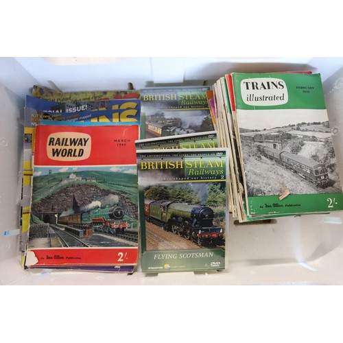 300 - 2 boxes of railway, trains, steam railways DVDs, magazines