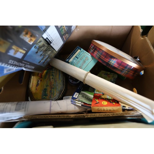 302 - 2 boxes of sundries with toys, etc