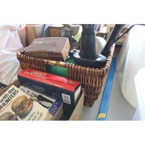 311 - Misc (basket) & a box of books