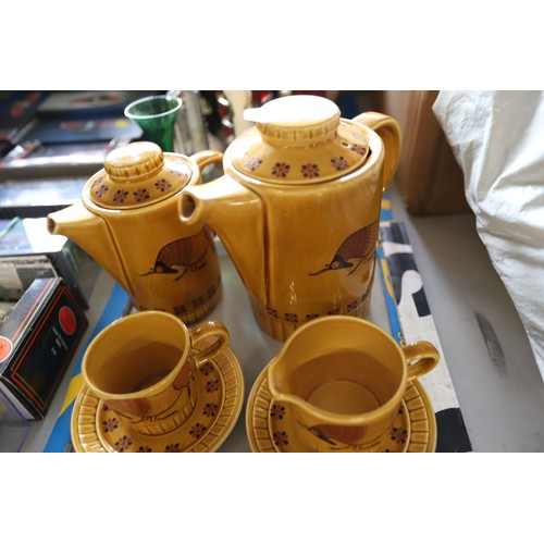 313 - Palissy 'taurus' coffee set (cup & sugar bowl missing)