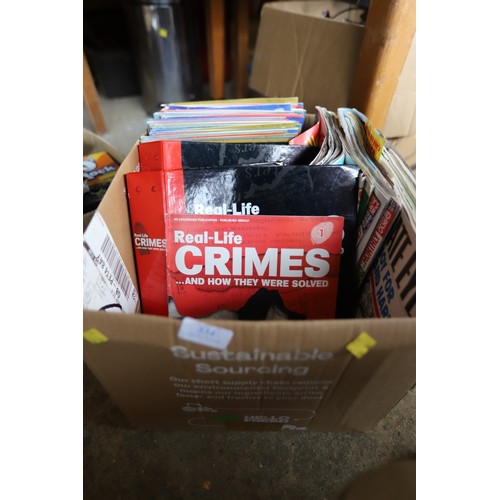 334 - Box of real crime magazines & others