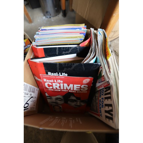 334 - Box of real crime magazines & others