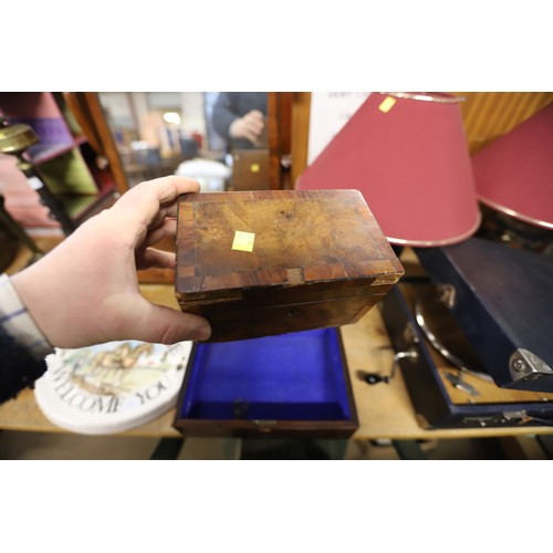 340 - Inlaid box & small tea caddy a/f