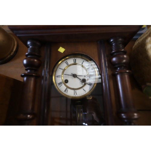 356 - Mahogany wall clock with key