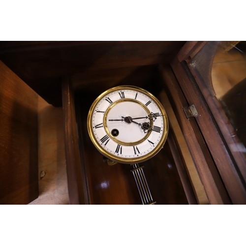 356 - Mahogany wall clock with key