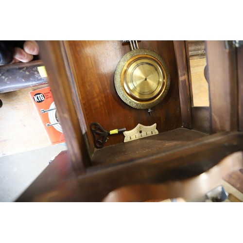 356 - Mahogany wall clock with key