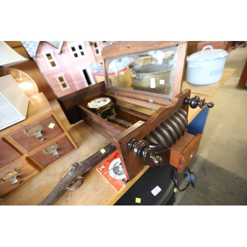 356 - Mahogany wall clock with key