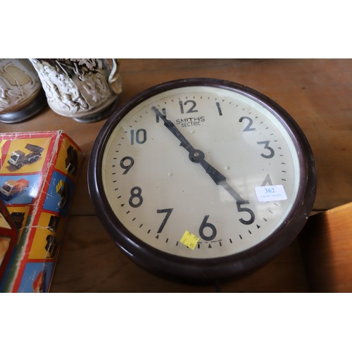 362 - Smiths Bakelite wired wall clock & Bakelite hot water bottle