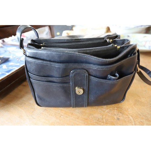 374 - Blue leather handbag & other purse