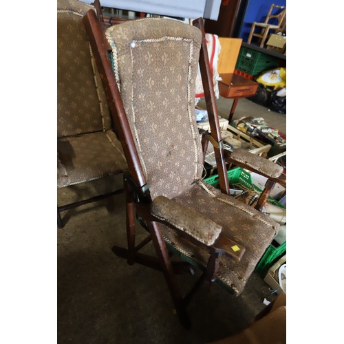 634 - Antique pair of folding/reclining chairs