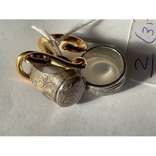 416 - Silver ring & 2 others