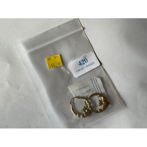 420 - 9ct gold earrings - 1.5gms