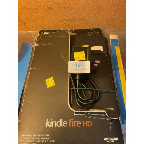 468 - Kindle Fire HD with leather case 8-9