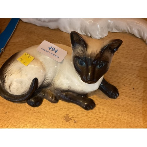 494 - Nao & Royal Doulton cat ornaments