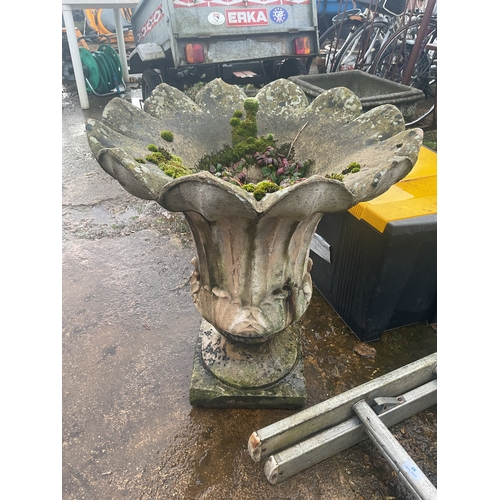 46A - Large vintage stone tulip planter