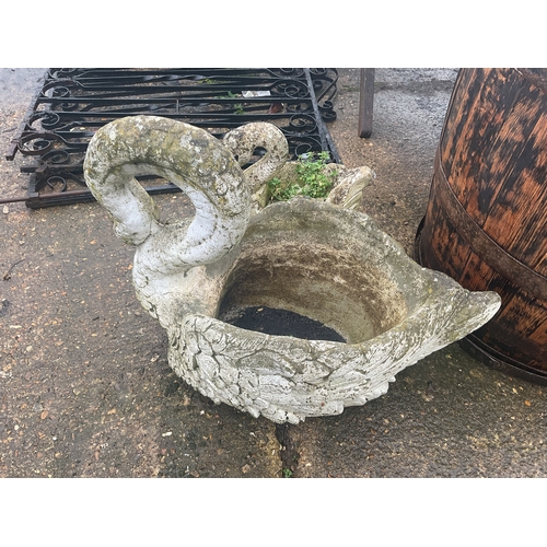 54A - 2 x vintage concrete garden swans