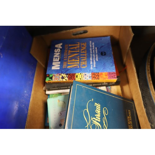 271 - 3 boxes of books & metal sign