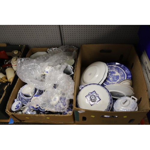 272 - 2 boxes of blue & white pottery