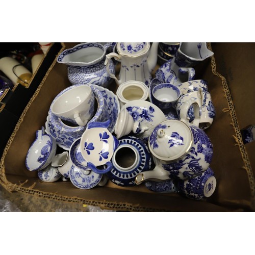 272 - 2 boxes of blue & white pottery