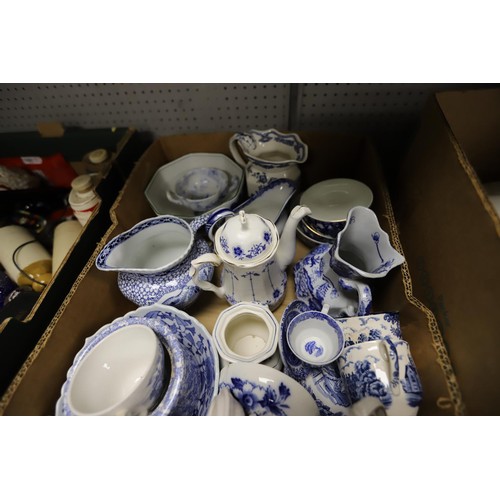 272 - 2 boxes of blue & white pottery