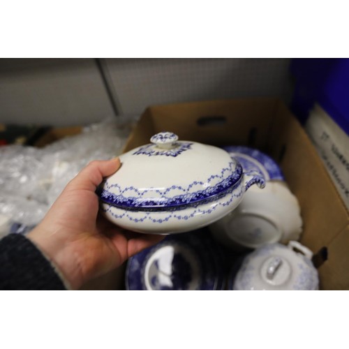 272 - 2 boxes of blue & white pottery