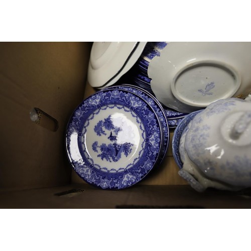 272 - 2 boxes of blue & white pottery