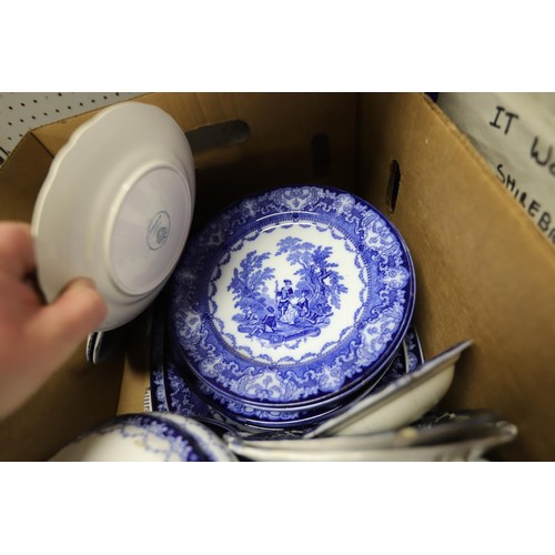 272 - 2 boxes of blue & white pottery