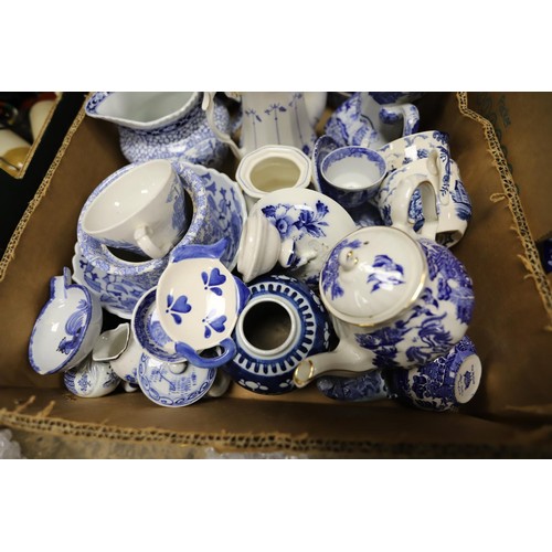 272 - 2 boxes of blue & white pottery