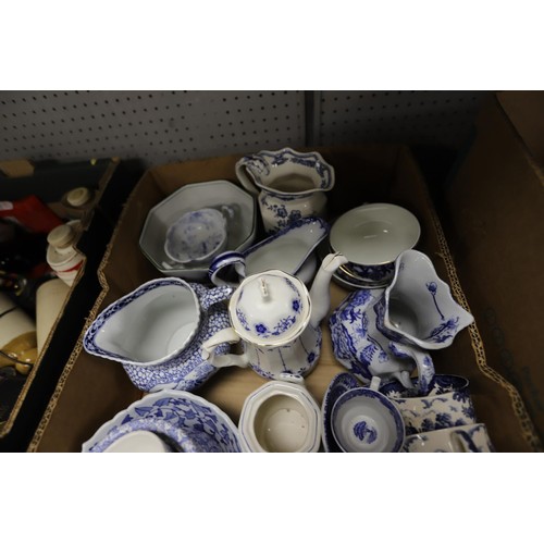 272 - 2 boxes of blue & white pottery