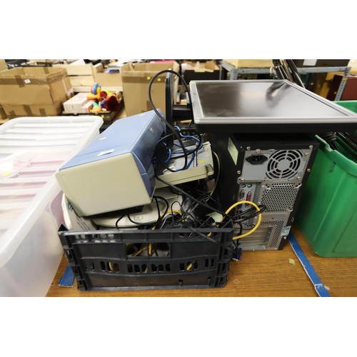 280 - Box of computer equipment, incl printer, scanner, keyboard, cables, etc - warranted until 12 noon fo... 