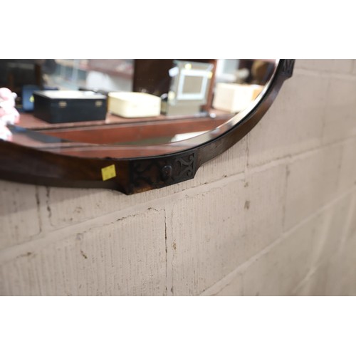 438 - Oval oak frame wall mirror