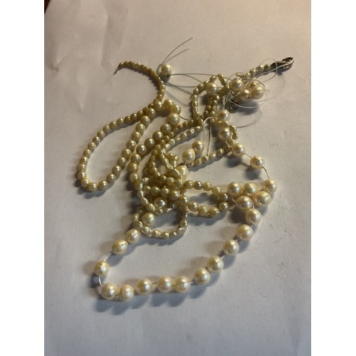 492 - 3 real pearl necklaces for repair