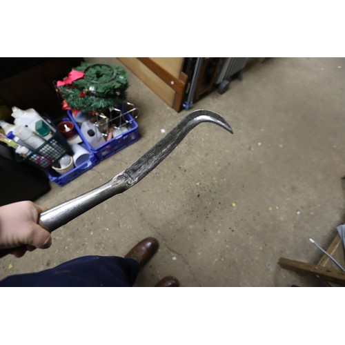 Long handled Whitehouse slasher, bill hook, axes & splitting wedges
