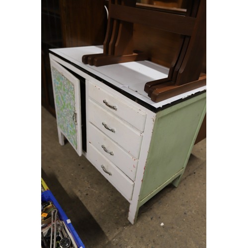 Enamel top kitchen cupboard