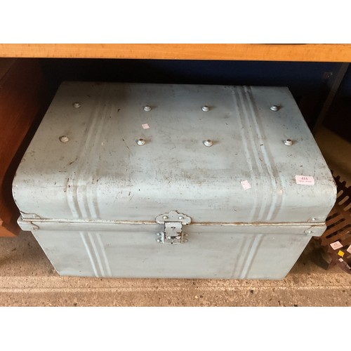 104 - Blue metal steam boat trunk