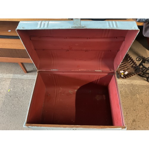 104 - Blue metal steam boat trunk