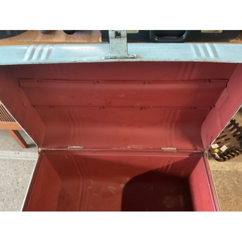 104 - Blue metal steam boat trunk
