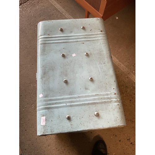 104 - Blue metal steam boat trunk