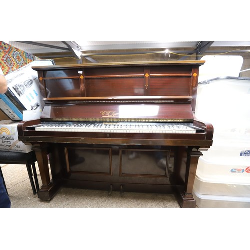 156 - Overstrung upright grand iron frame piano - C G Cannon