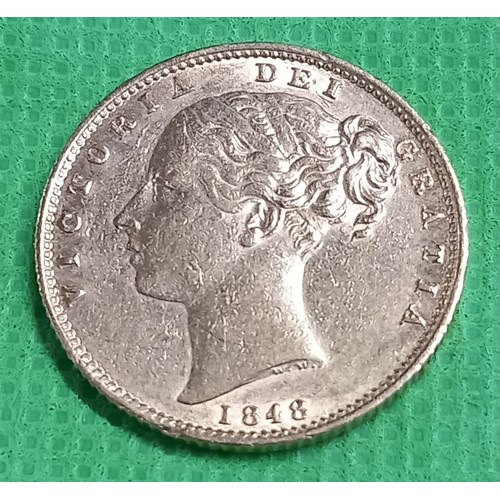 407 - Gold sovereign shield back 1848 young Victorian head