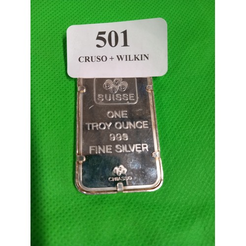 414 - Pamp lady fortuna 1 troy ounce silver bar in silver pendant mount